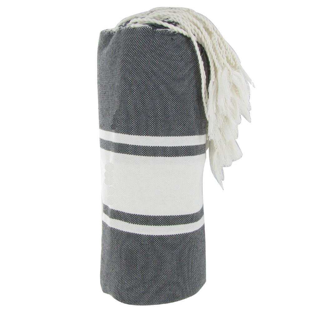 LES POULETTES BIJOUX Fouta Drap Plage et Hammam Coton Couleur Gris
