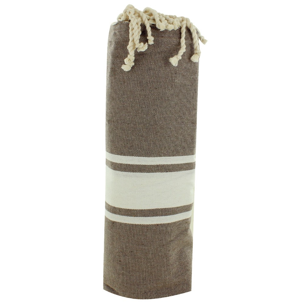 LES POULETTES BIJOUX Fouta Drap Plage et Hammam Coton Couleur Chocolat 100 x 200cm