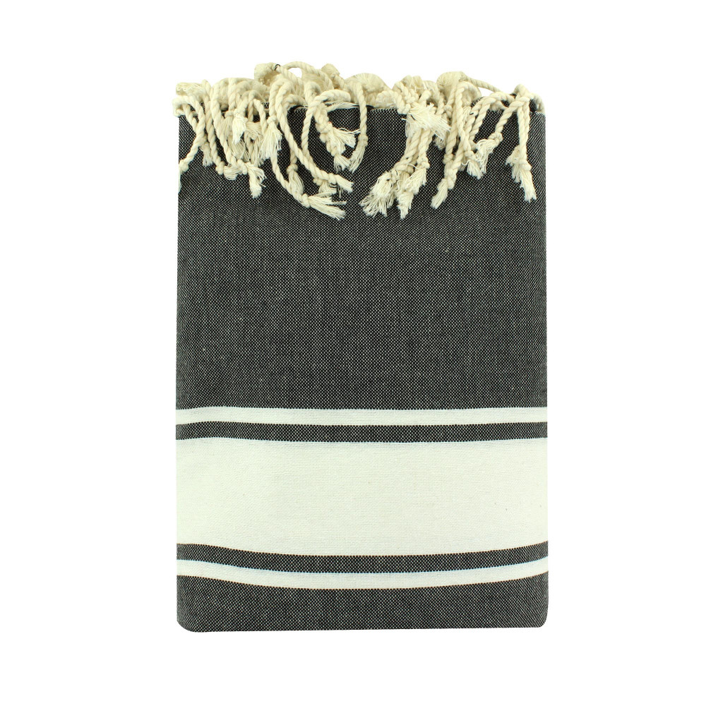 LES POULETTES BIJOUX - Grand Fouta Drap Plage et Hammam Coton Couleur Gris Foncé 190
