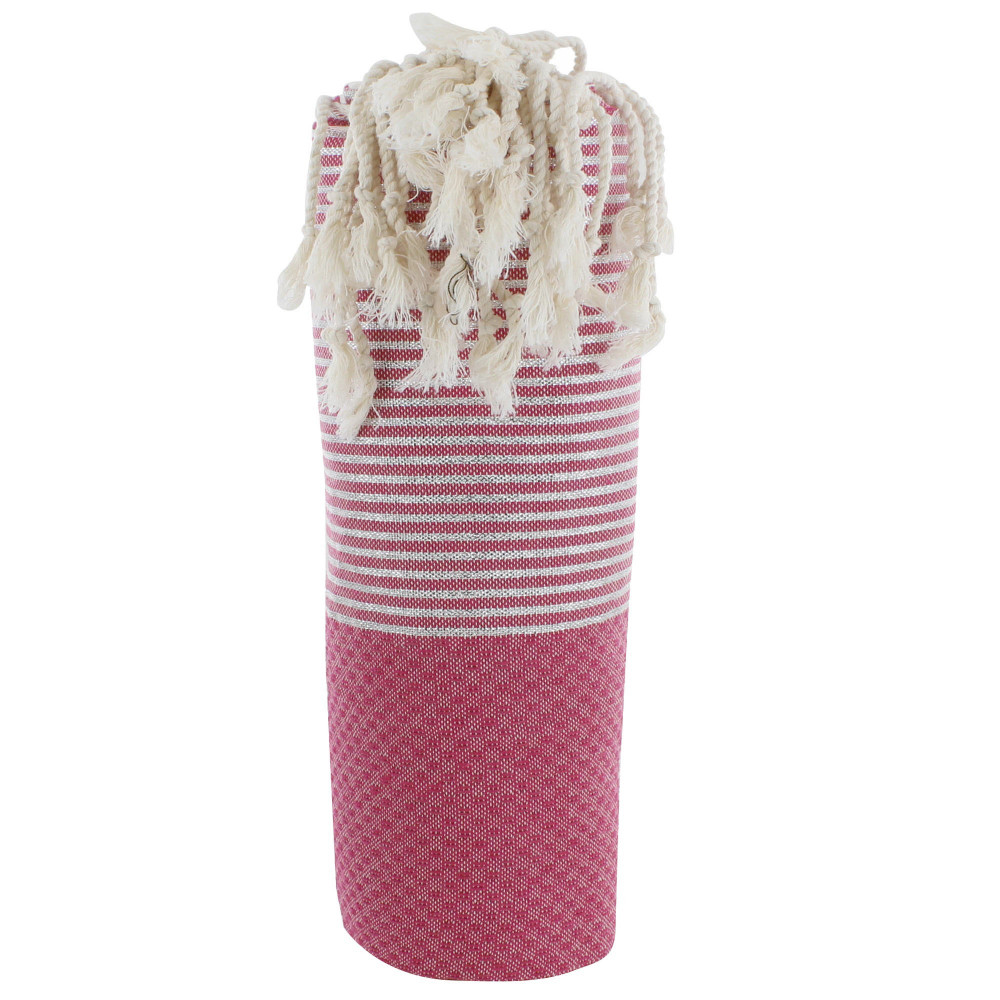 LES POULETTES BIJOUX Fouta Drap Plage et Hammam Coton Nid d'Abeille Fuchsia Petites