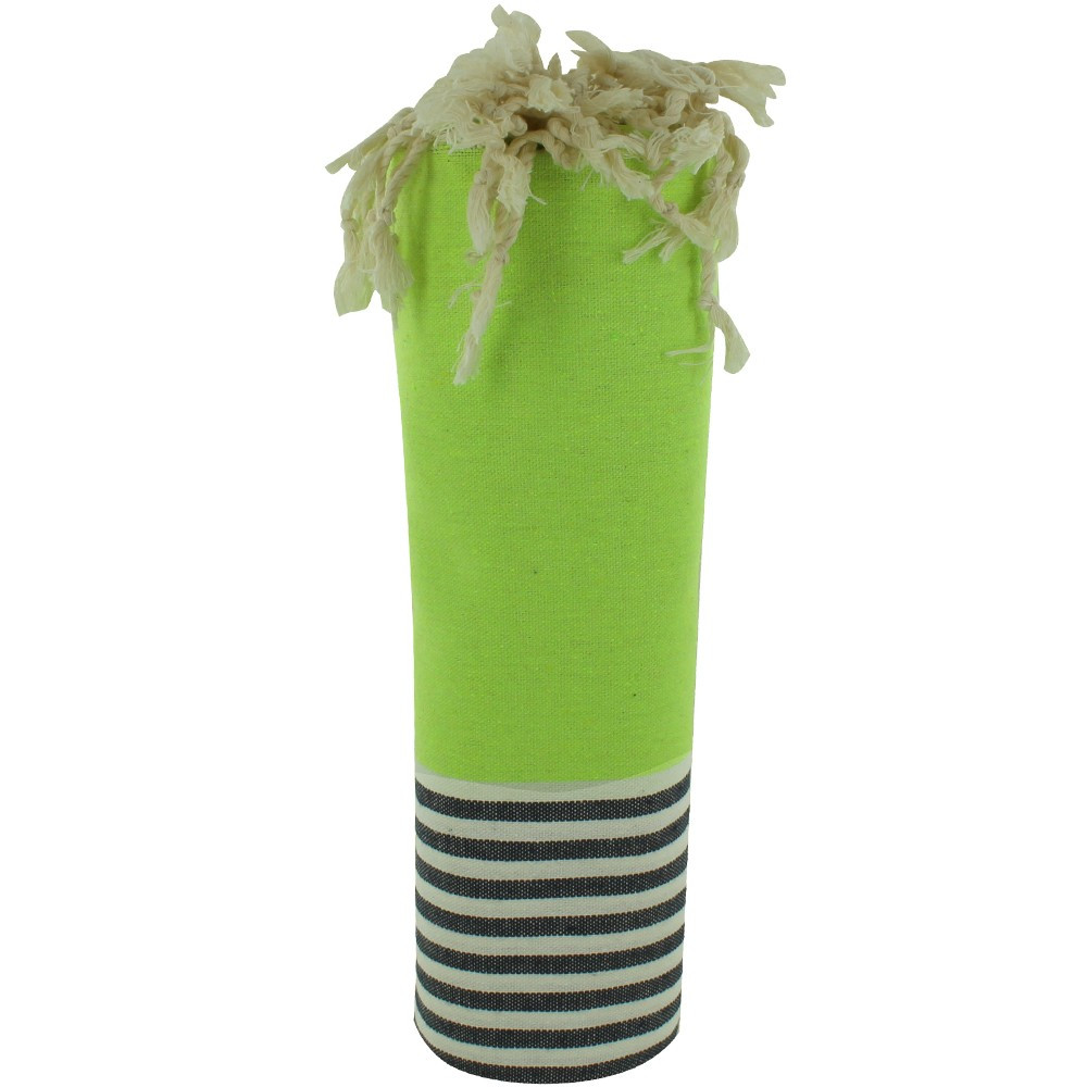 LES POULETTES BIJOUX Fouta Drap Plage et Hammam Coton Couleur Vert Fluo Rayé Blanc e