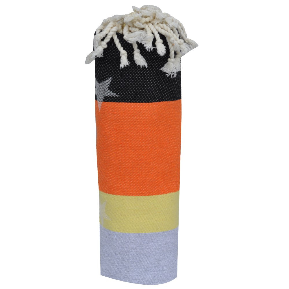 LES POULETTES BIJOUX Fouta Drap Plage et Hammam Coton Jacquard Etoile Gris Clair Jau