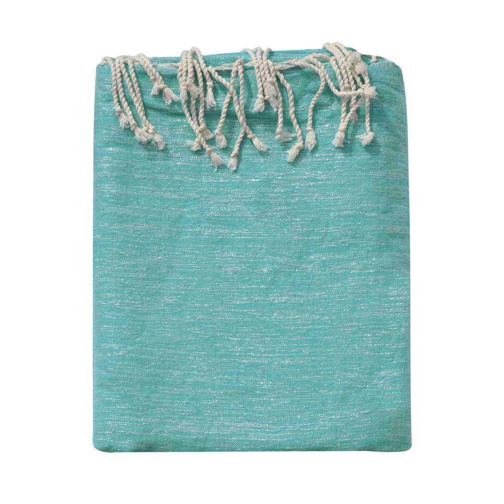 LES POULETTES BIJOUX Grand Fouta Drap Plage et Hammam Coton Couleur Turquoise et Lur