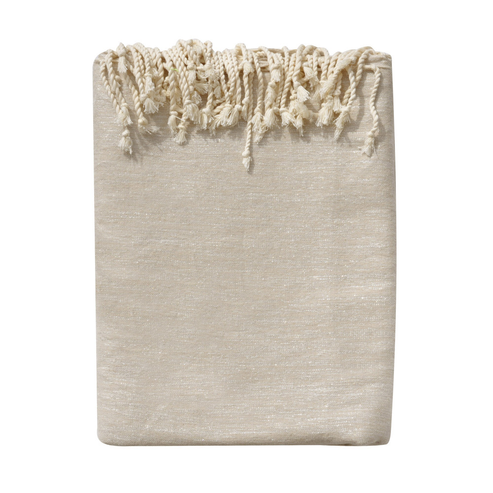 LES POULETTES BIJOUX Grand Fouta Drap Plage et Hammam Coton Couleur Beige et Lurex A