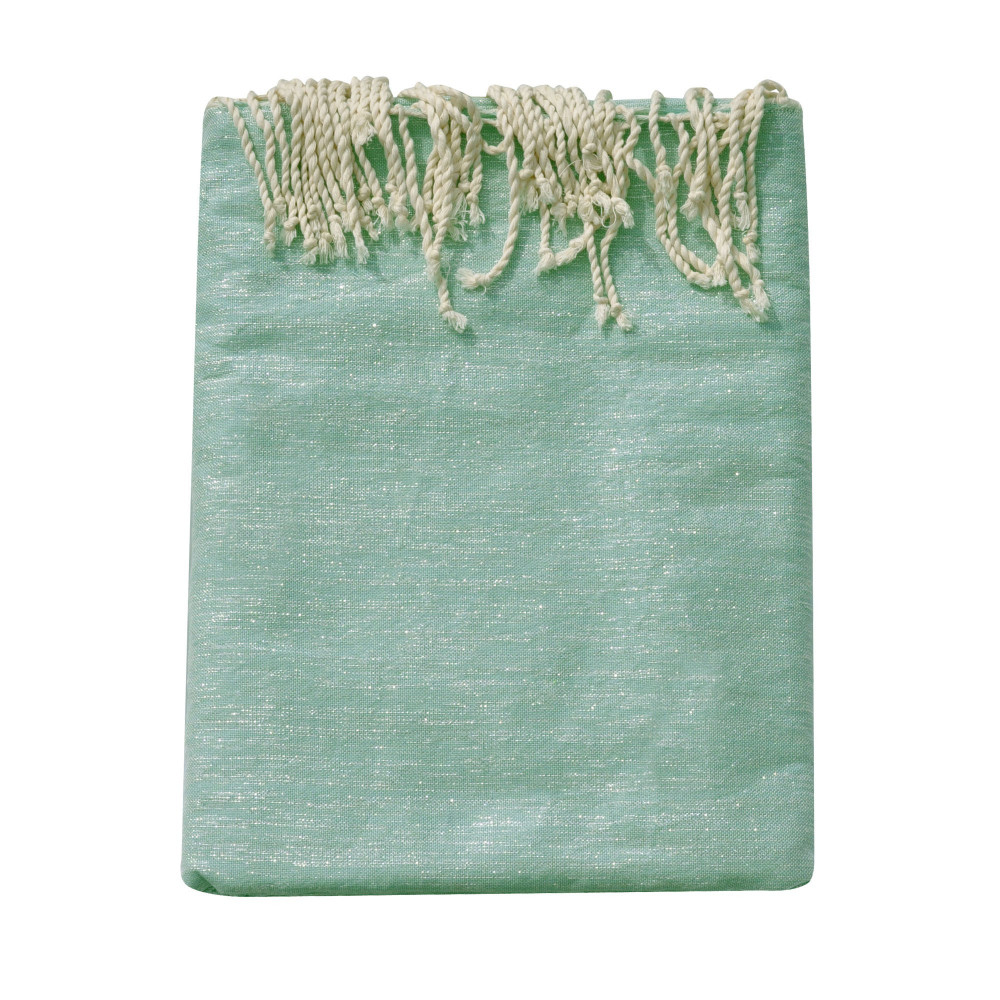 LES POULETTES BIJOUX Grand Fouta Drap Plage et Hammam Coton Couleur Vert d'Eau et Lu