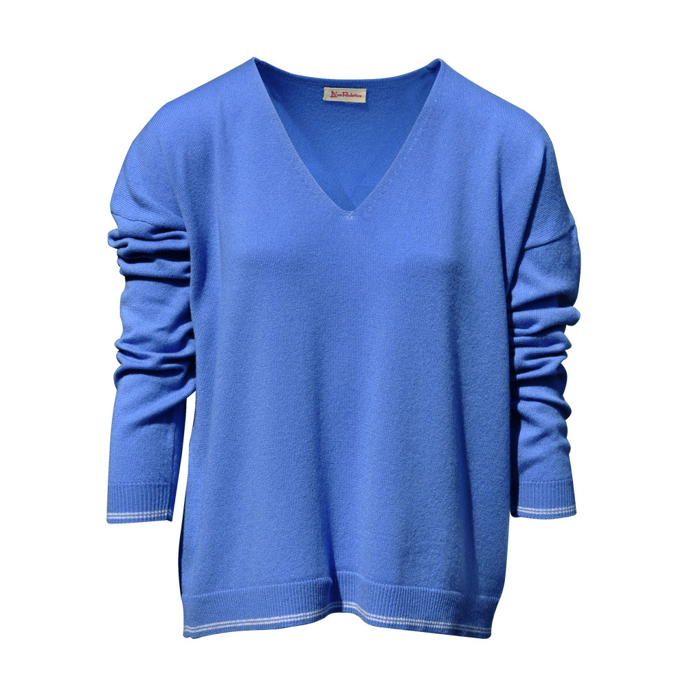 LES POULETTES BIJOUX Pull en Cachemire Oversize 2 Rayures - Bleu