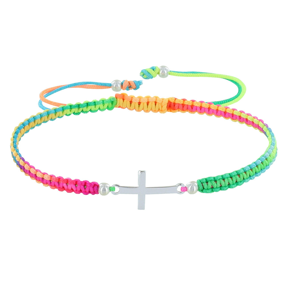 LES POULETTES BIJOUX Bracelet Argent 925 Croix Lien Tréssé - Classics - Multicolore
