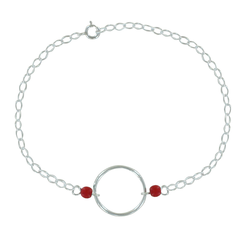 LES POULETTES BIJOUX Bracelet Argent 925 Cercle et Deux Perles en Résine