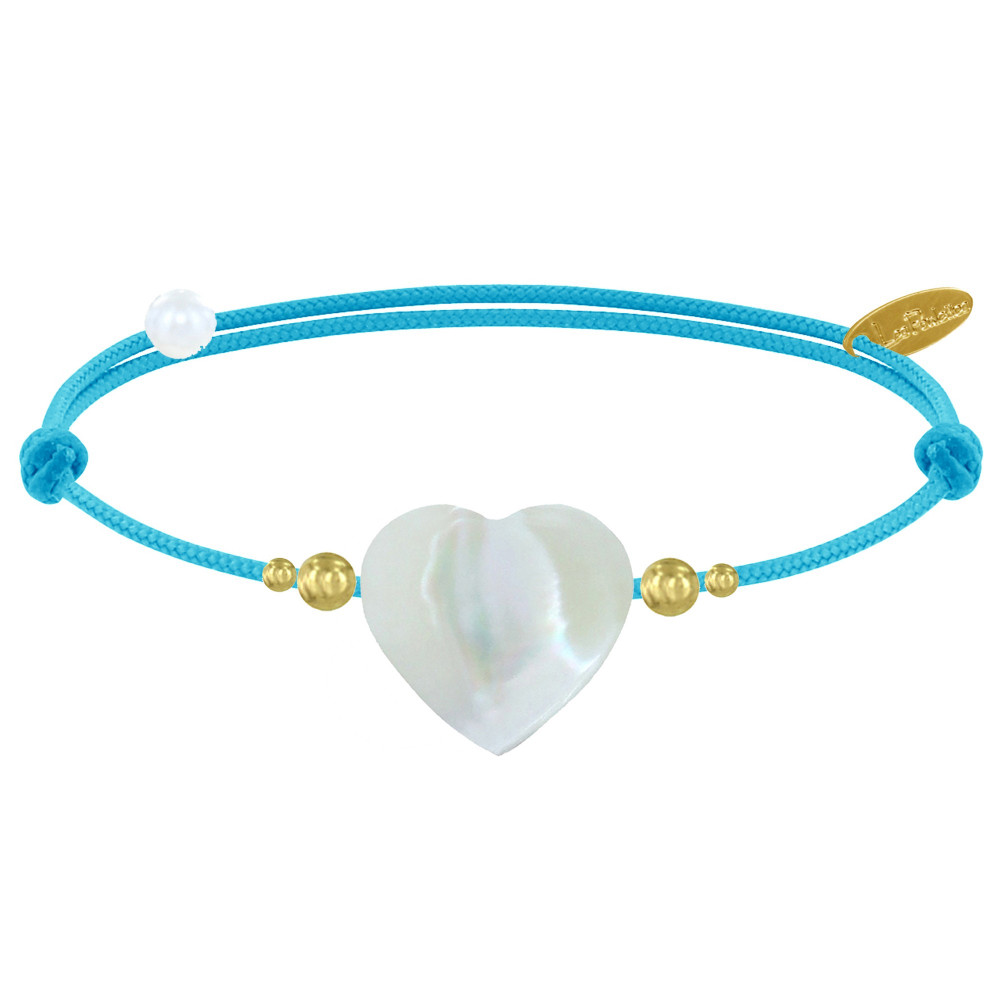 LES POULETTES BIJOUX Bracelet Lien Coeur de Maman Nacre et Perles en Or - Colors - T