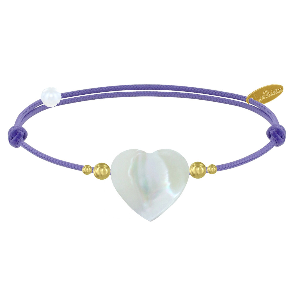 LES POULETTES BIJOUX Bracelet Lien Coeur de Maman Nacre et Perles en Or - Colors - V