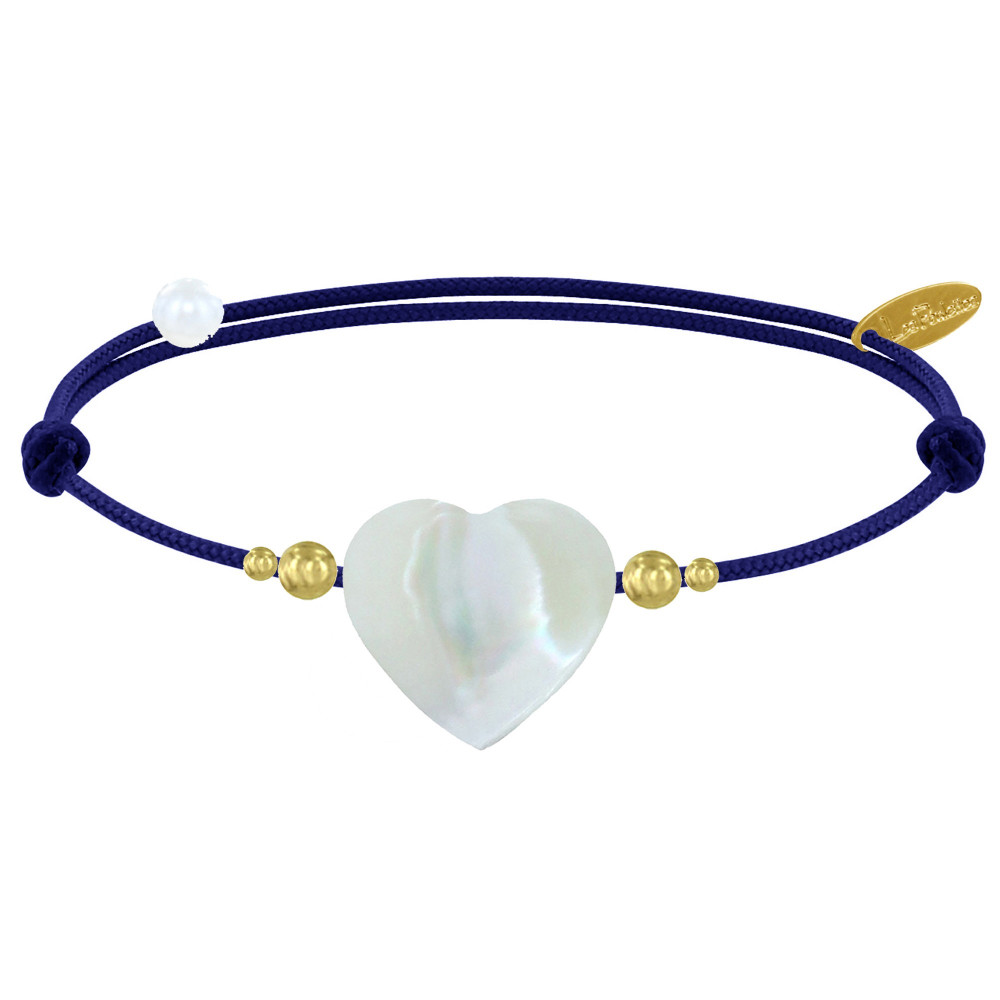 LES POULETTES BIJOUX Bracelet Lien Coeur de Maman Nacre et Perles en Or - Classics -