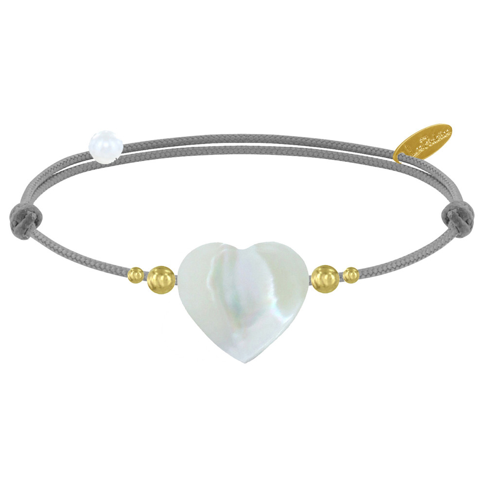 LES POULETTES BIJOUX Bracelet Lien Coeur de Maman Nacre et Perles en Or - Classics -