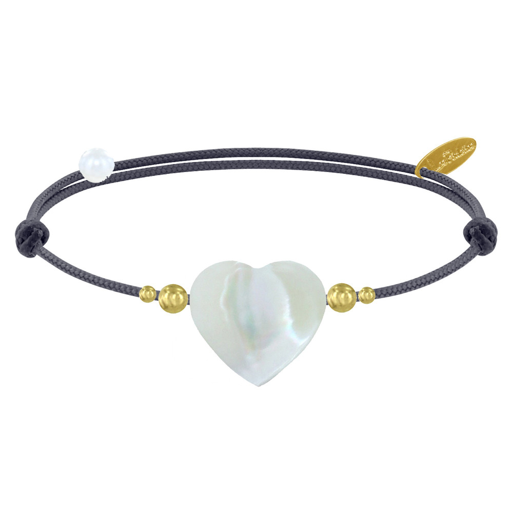 LES POULETTES BIJOUX Bracelet Lien Coeur de Maman Nacre et Perles en Or - Classics -