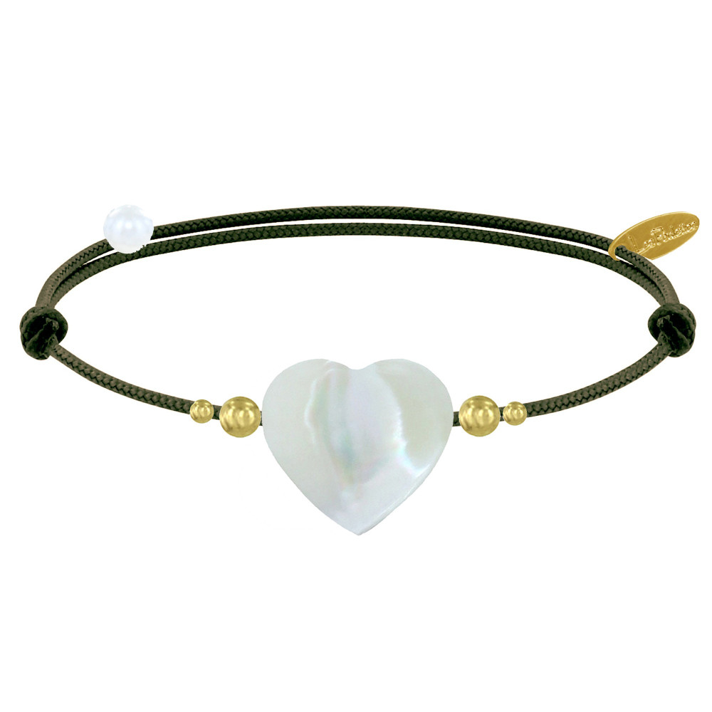 LES POULETTES BIJOUX Bracelet Lien Coeur de Maman Nacre et Perles en Or - Classics -