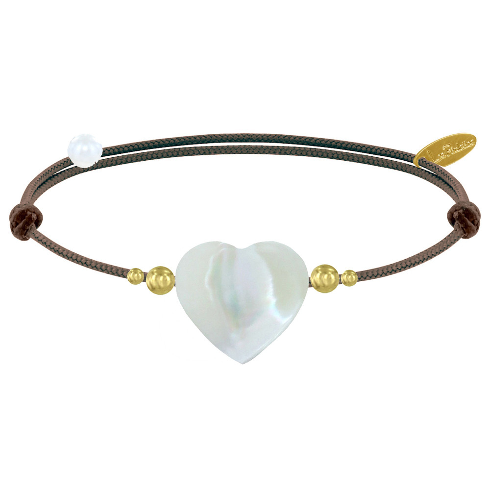 LES POULETTES BIJOUX Bracelet Lien Coeur de Maman Nacre et Perles en Or - Classics -