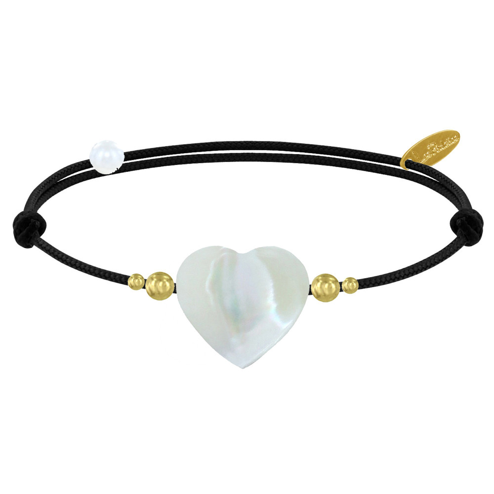 LES POULETTES BIJOUX Bracelet Lien Coeur de Maman Nacre et Perles en Or - Classics