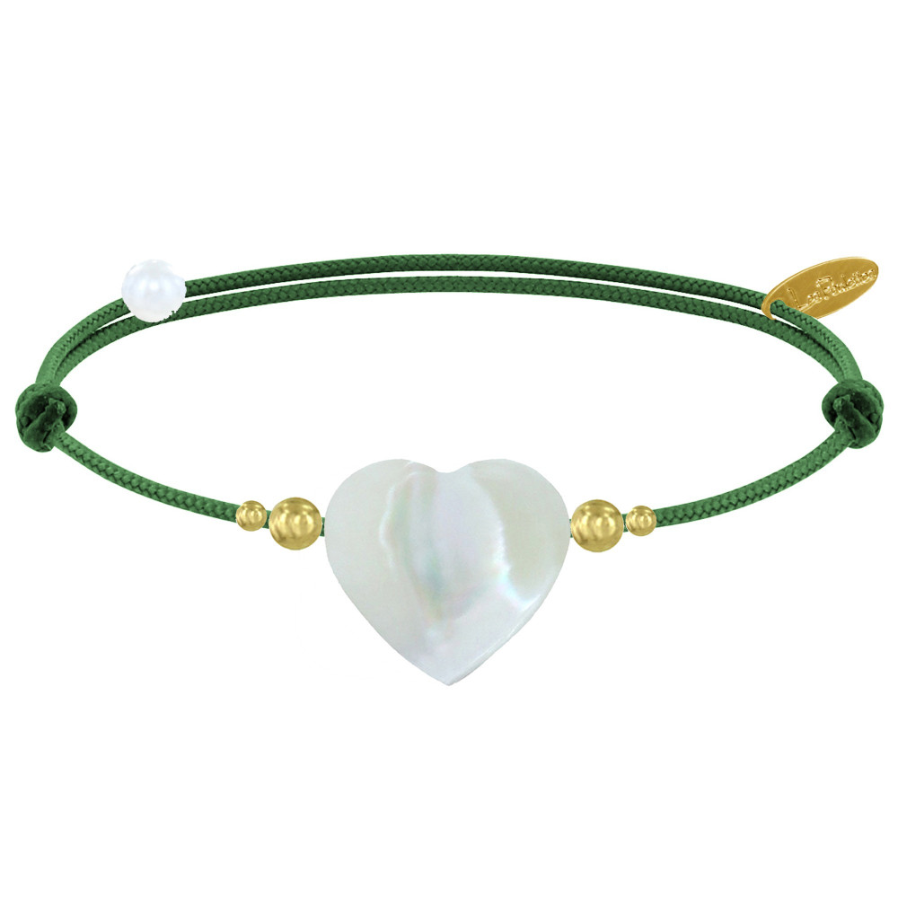 LES POULETTES BIJOUX Bracelet Lien Coeur de Maman Nacre et Perles en Or - Classics -