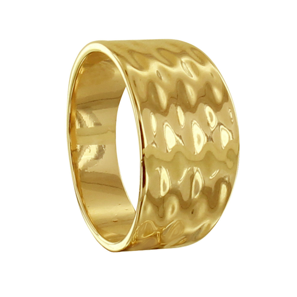 LES POULETTES BIJOUX Bague Plaqué Or Alliance Large Martelée - taille 60