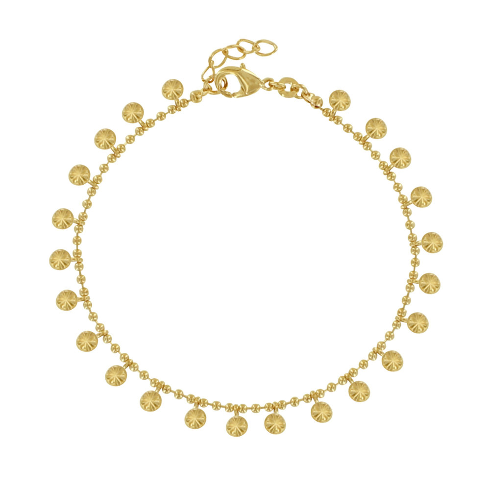 LES POULETTES BIJOUX Bracelet Billes Plaqué Or Médailles Soleil