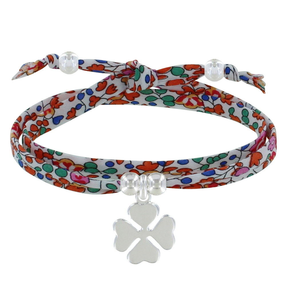 LES POULETTES BIJOUX Bracelet Double Tour Lien liberty et Trèfle Argent 925 - Colors