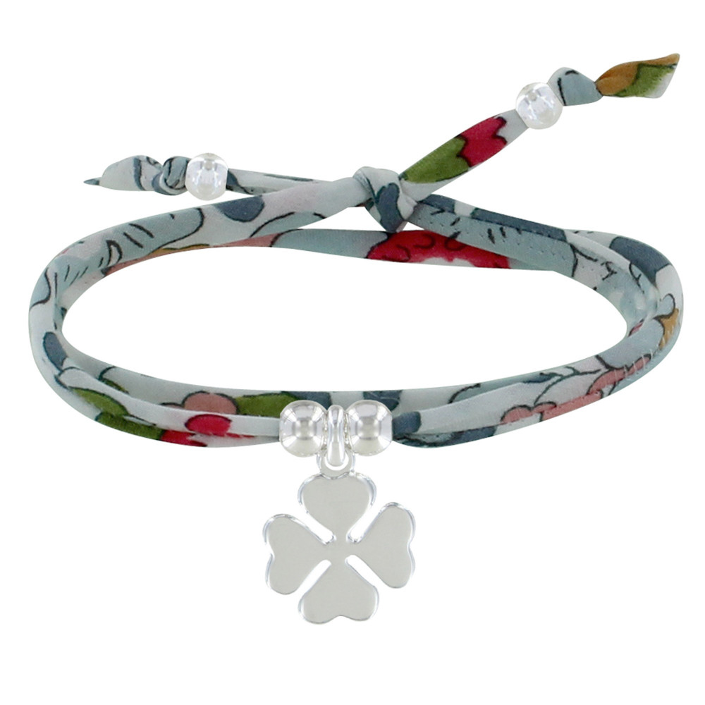 LES POULETTES BIJOUX Bracelet Double Tour Lien liberty et Trèfle Argent 925 - Classi