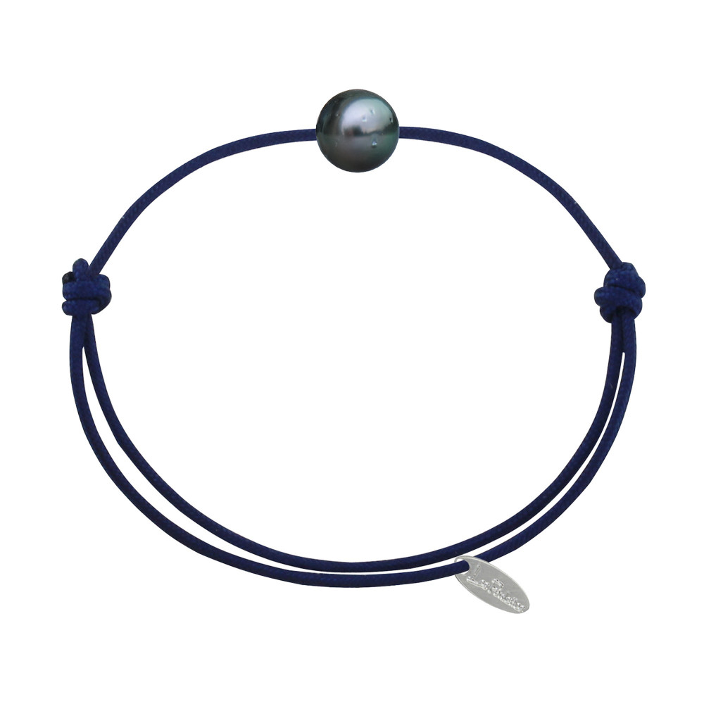 LES POULETTES BIJOUX Bracelet Lien Perle de Tahiti - Bleu Navy
