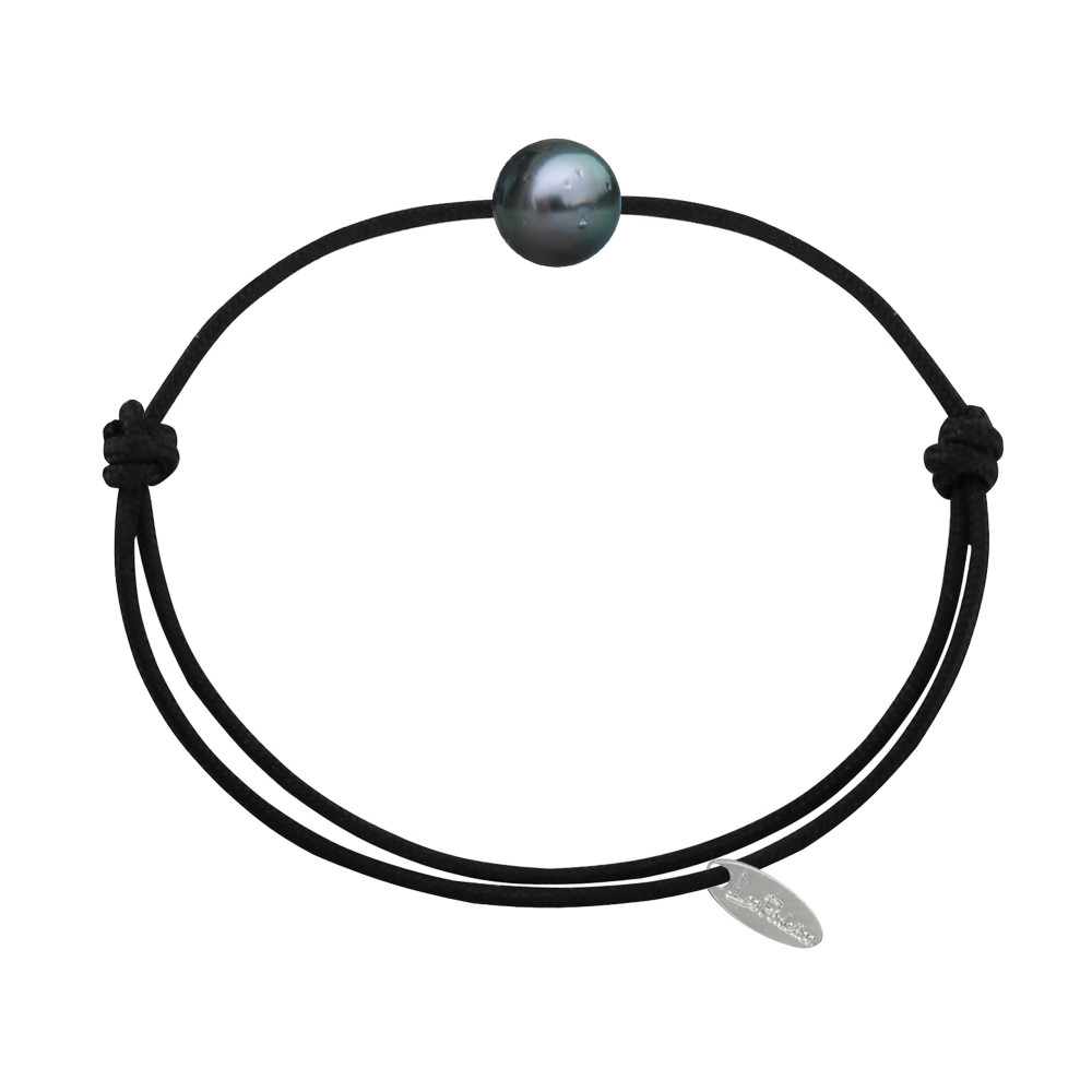 LES POULETTES BIJOUX Bracelet Lien Perle de Tahiti - Noir