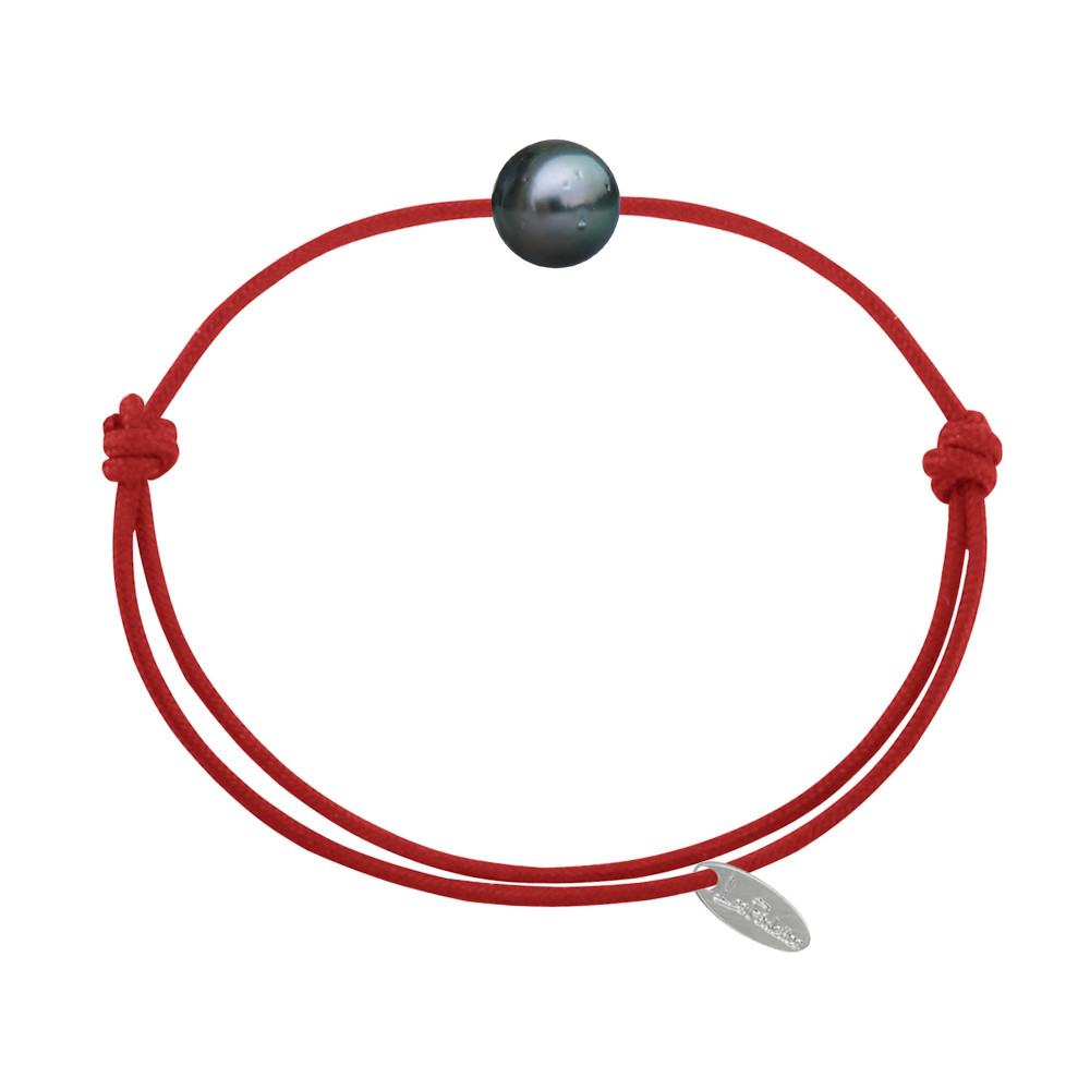 LES POULETTES BIJOUX Bracelet Lien Perle de Tahiti - Rouge