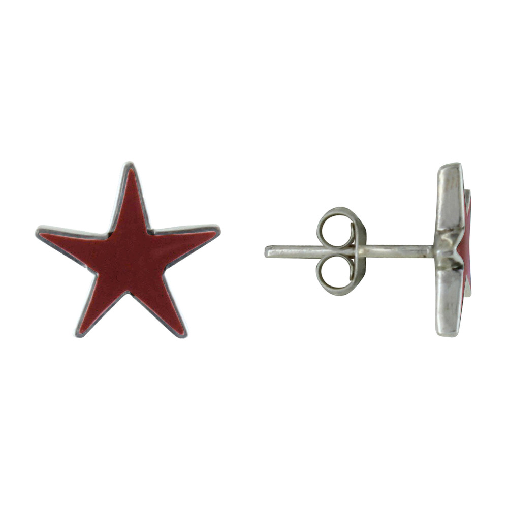 LES POULETTES BIJOUX Boucles d'Oreilles Argent 925 Etoile Couleur Corail