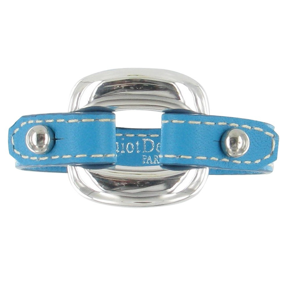 LES POULETTES BIJOUX Bracelet Cuir et Maille Carrée Argent 925 - Turquoise