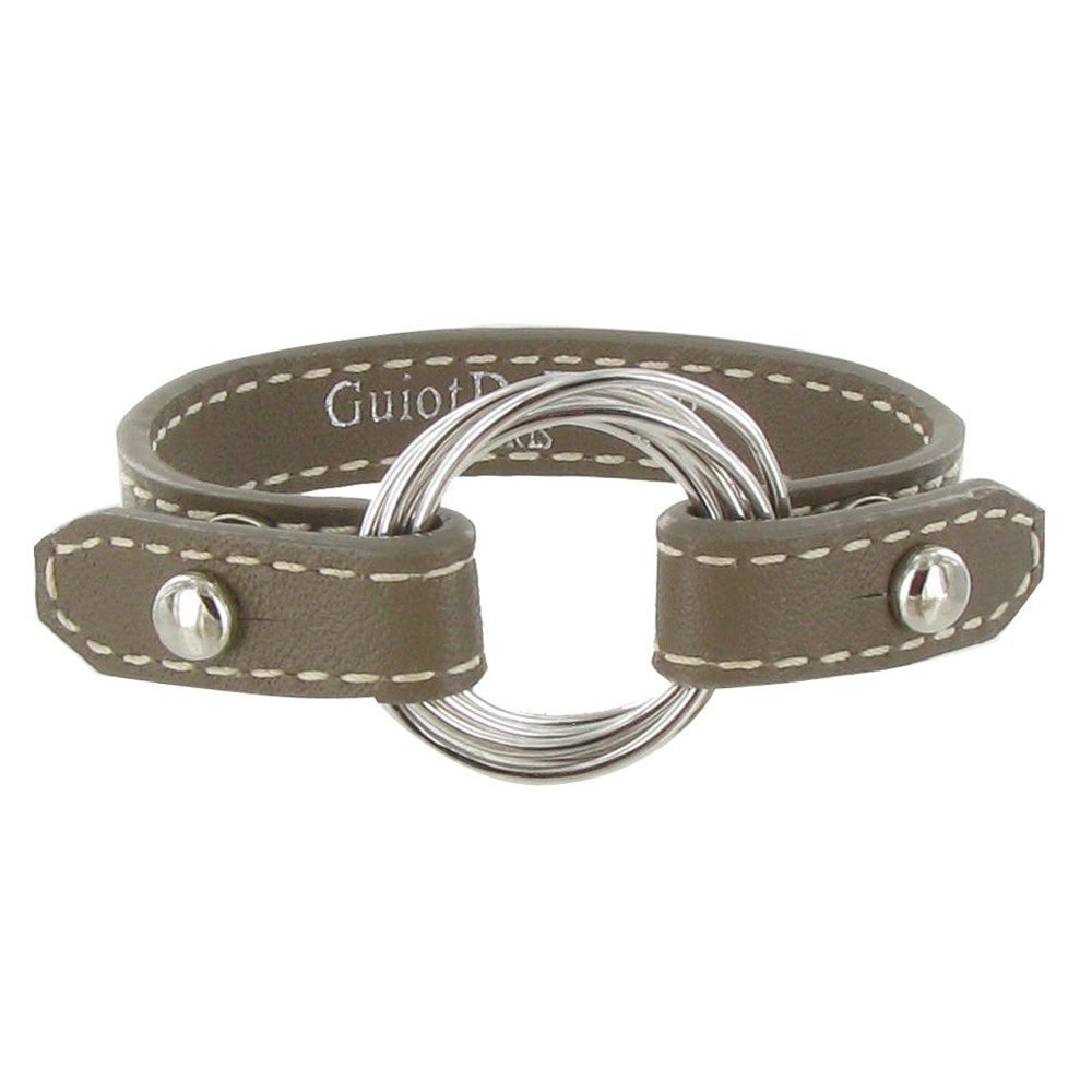 LES POULETTES BIJOUX Bracelet Cuir et 6 Anneaux Argent 925 - Beige