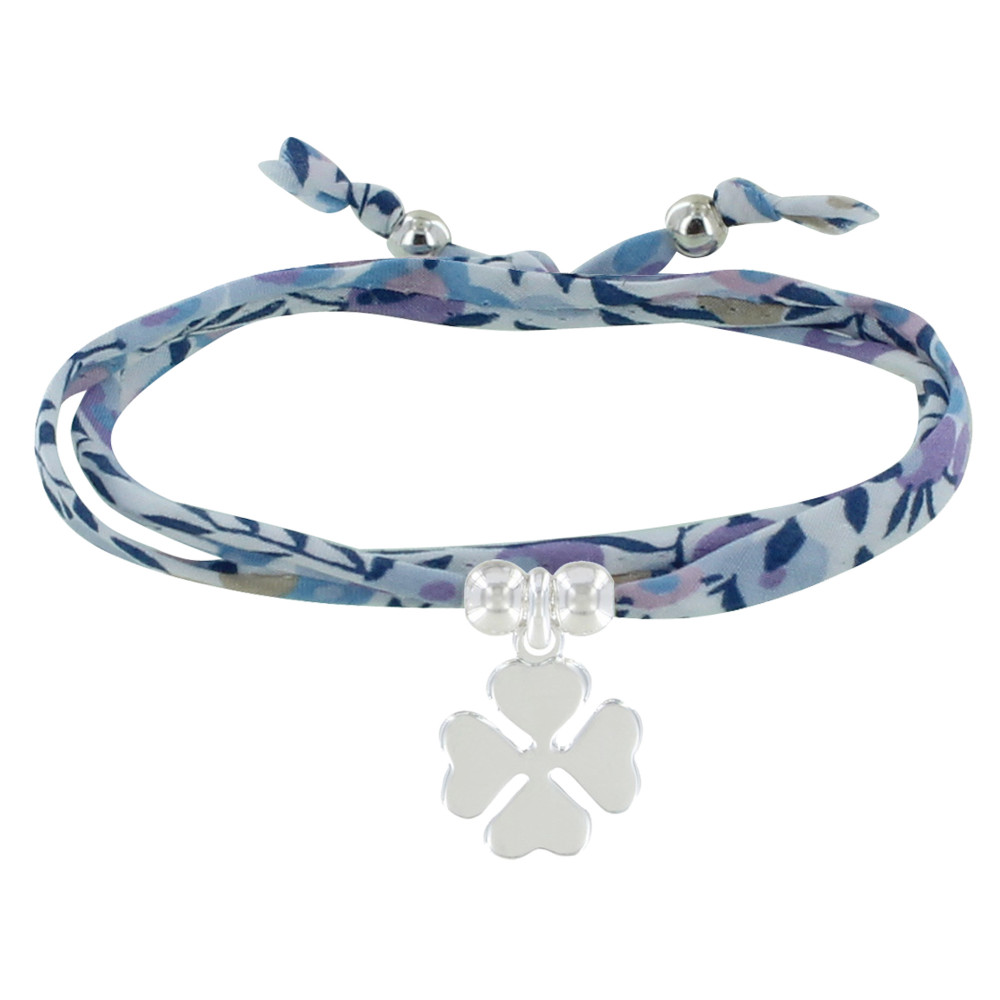 LES POULETTES BIJOUX Bracelet Double Tour Lien liberty et Trèfle Argent 925 - Classi