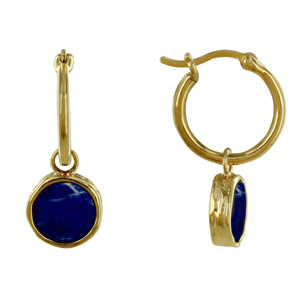 LES POULETTES BIJOUX - Boucles d'Oreilles Plaqué Or Mini Créoles Sodalite