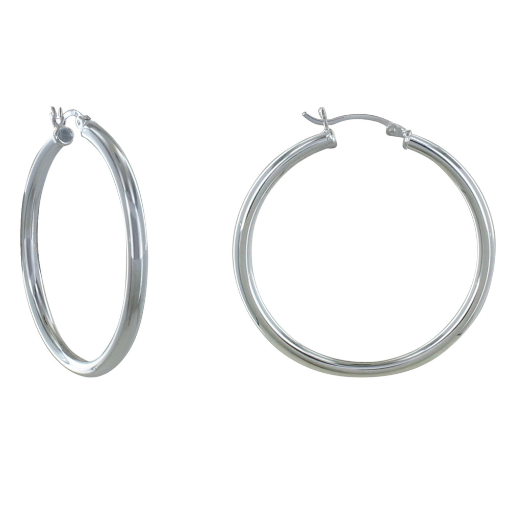 LES POULETTES BIJOUX Boucles d'Oreilles Argent 925 Moyennes Créoles Rondes 4cm