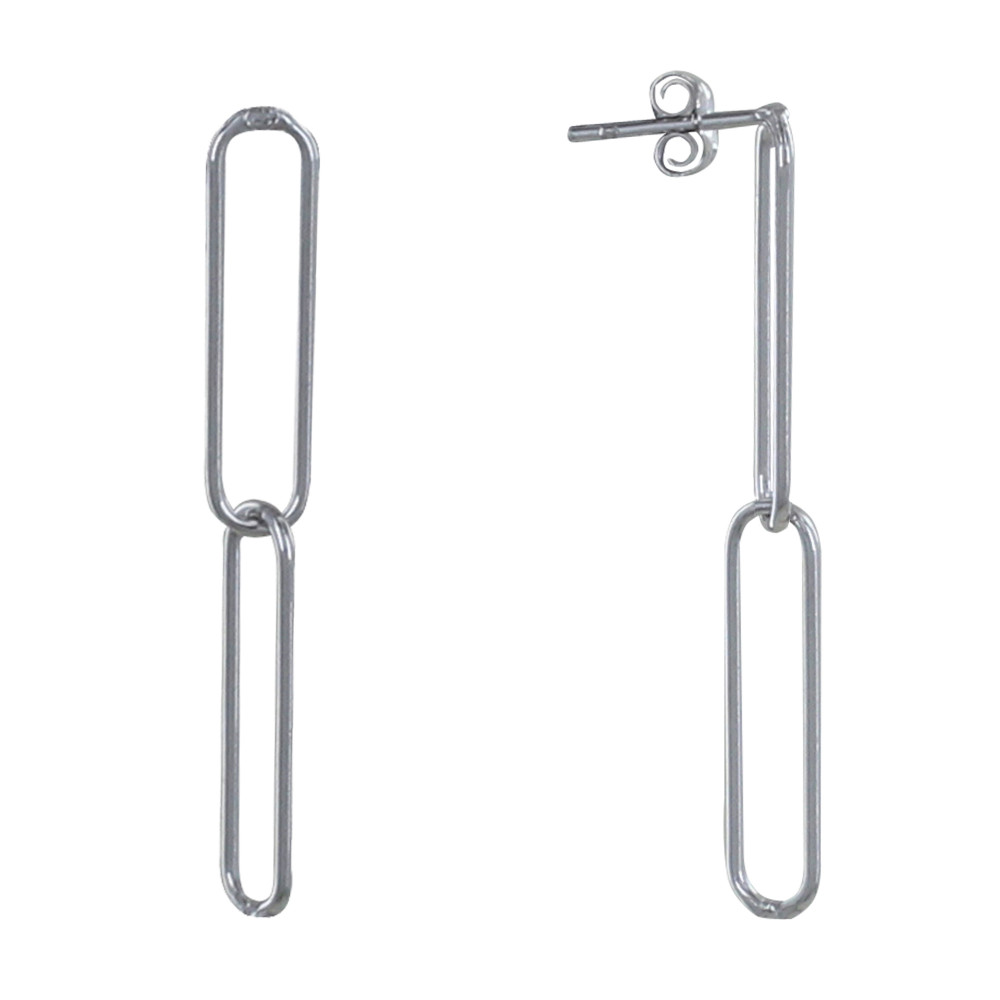 LES POULETTES BIJOUX Boucles d'Oreilles Argent 925 Rhodié Deux Mailles Cheval LES POULETTES BIJOUX Boucles d'Oreilles Argent 925 Rhodié Deux Mailles Cheval