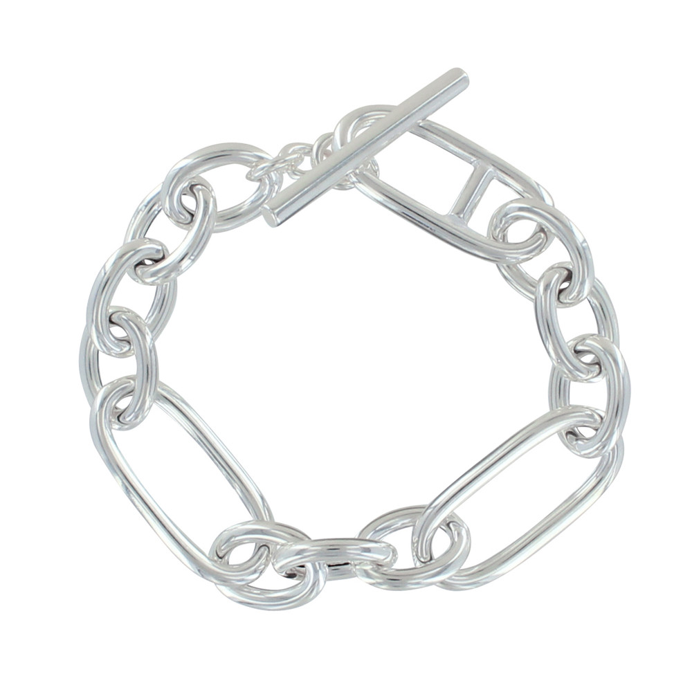 LES POULETTES BIJOUX Bracelet Argent Petits et Gros Maillons Ovales Fermoir T