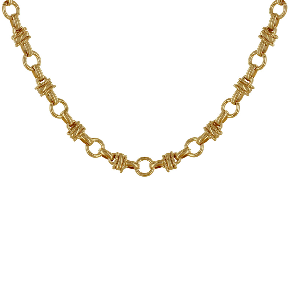 LES POULETTES BIJOUX Collier Plaqué Or Maillons Ronds et Ovales Epais Torsadées