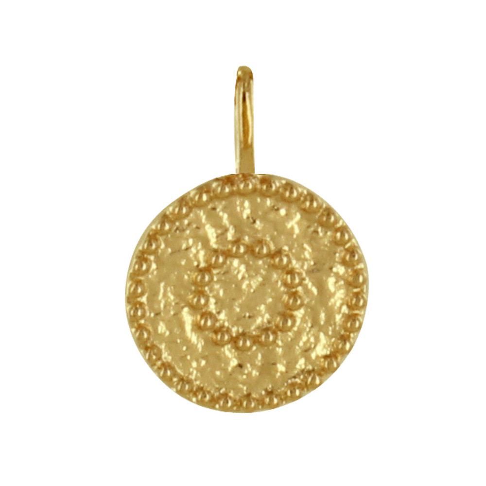 LES POULETTES BIJOUX Pendentif Plaqué Or Rond Martelé et Billes