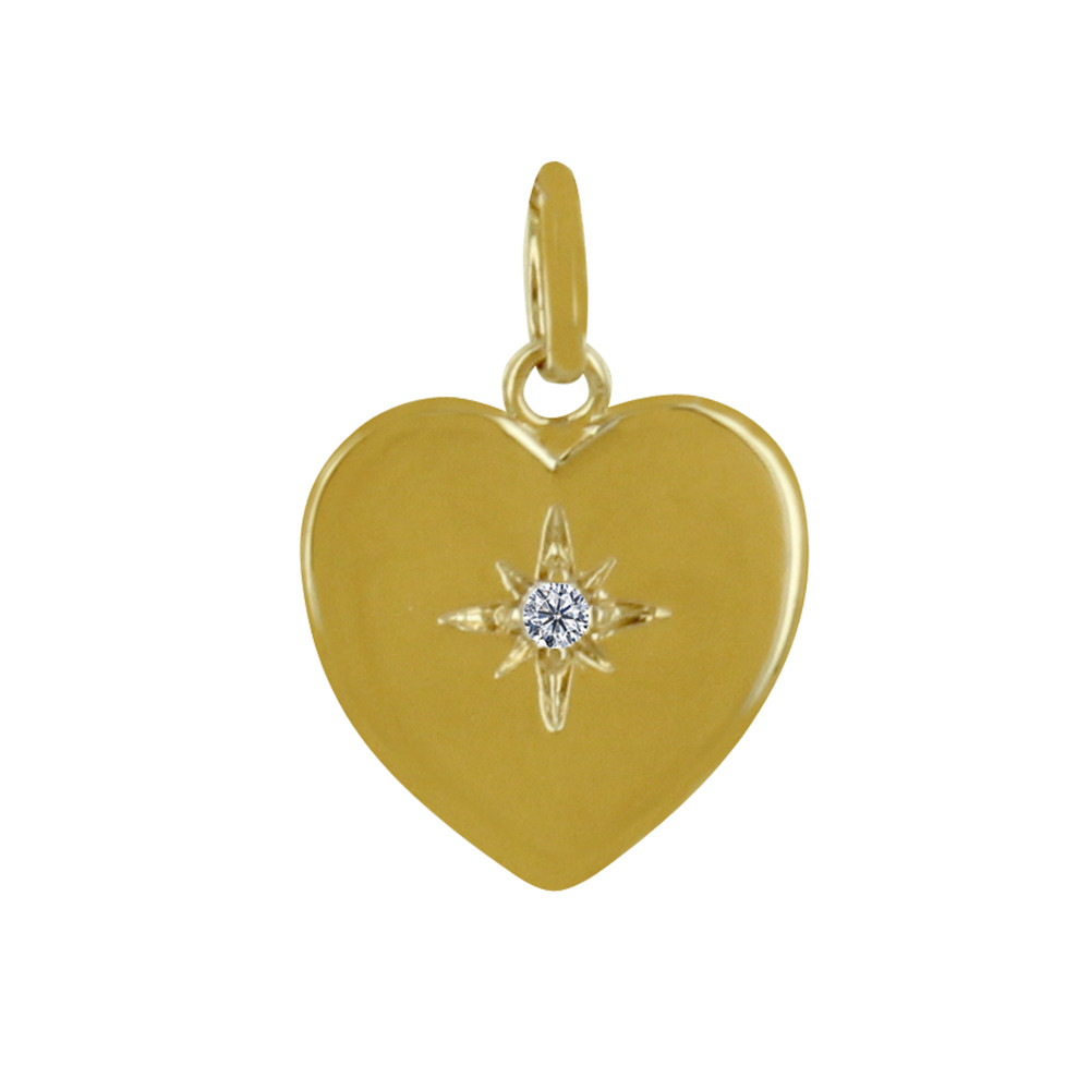 LES POULETTES BIJOUX Pendentif Plaqué Or Coeur et Strass