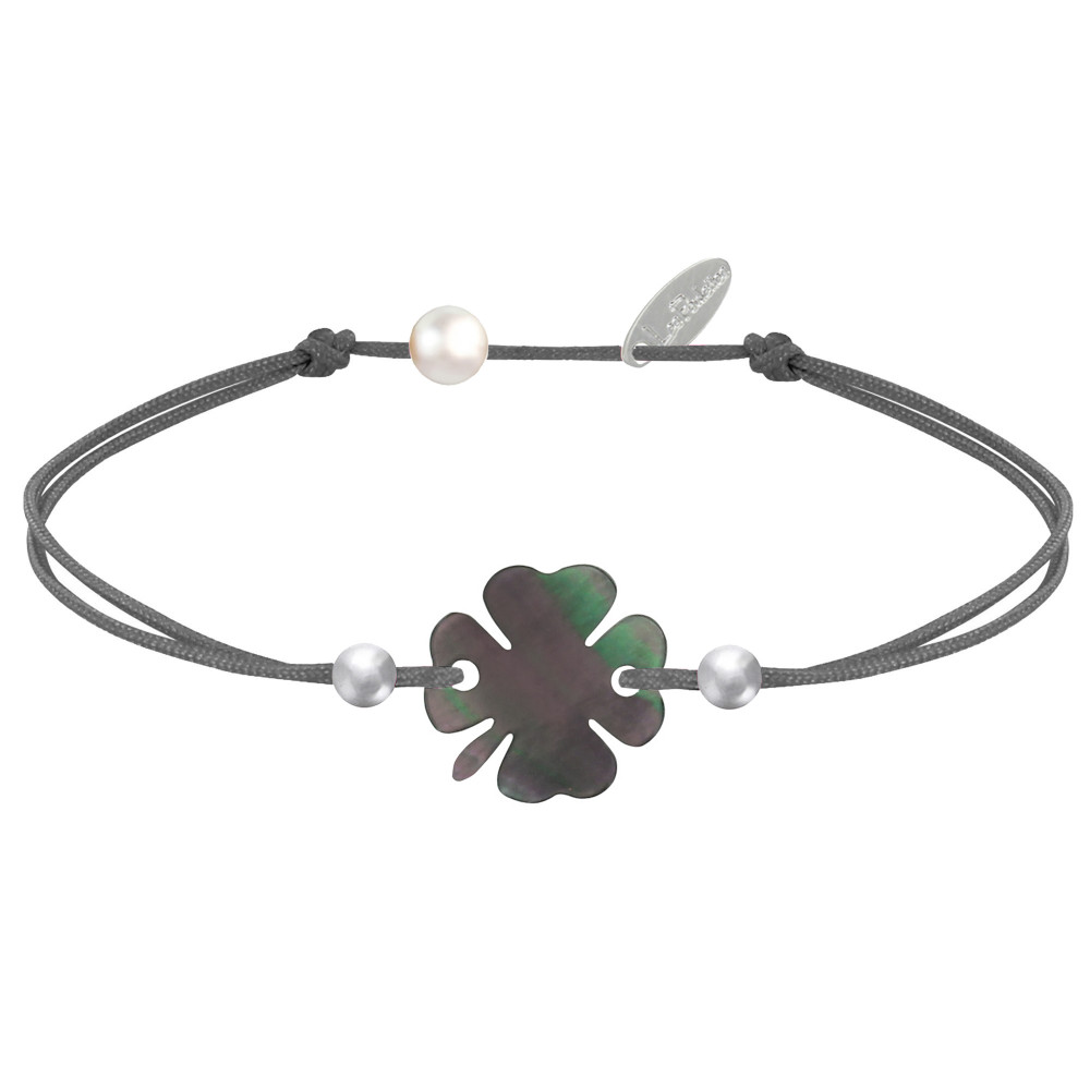 LES POULETTES BIJOUX Bracelet Trèfle Nacre Grise et Perles d'Argent 925 - Classics -
