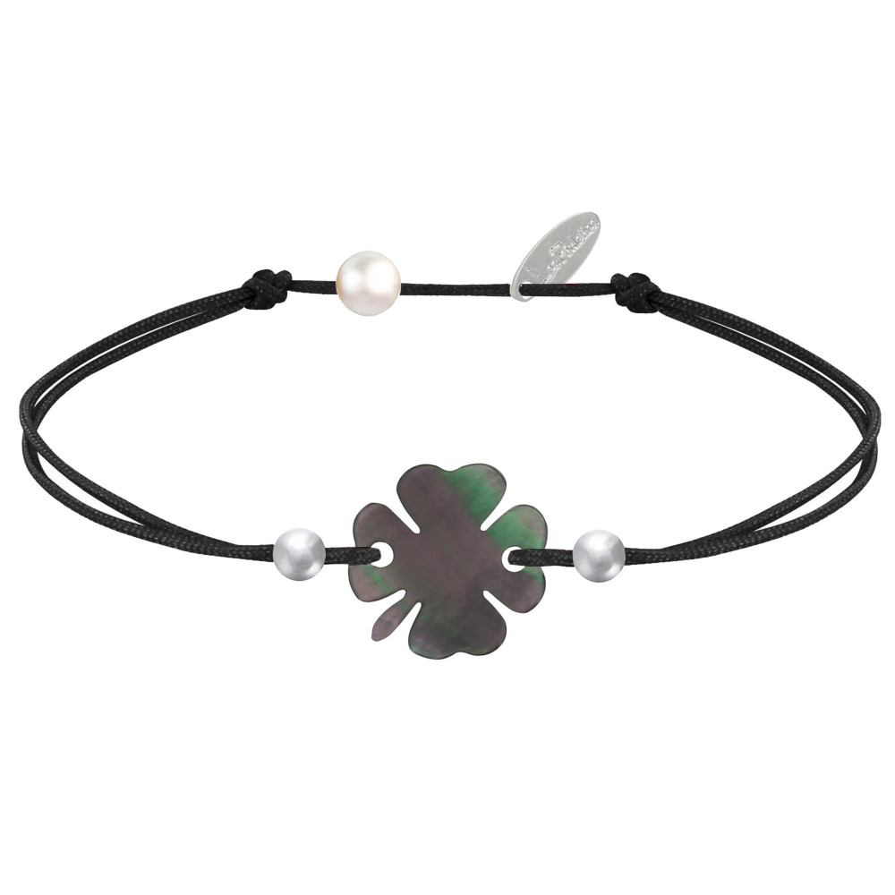 LES POULETTES BIJOUX Bracelet Trèfle Nacre Grise et Perles d'Argent 925 - Classics