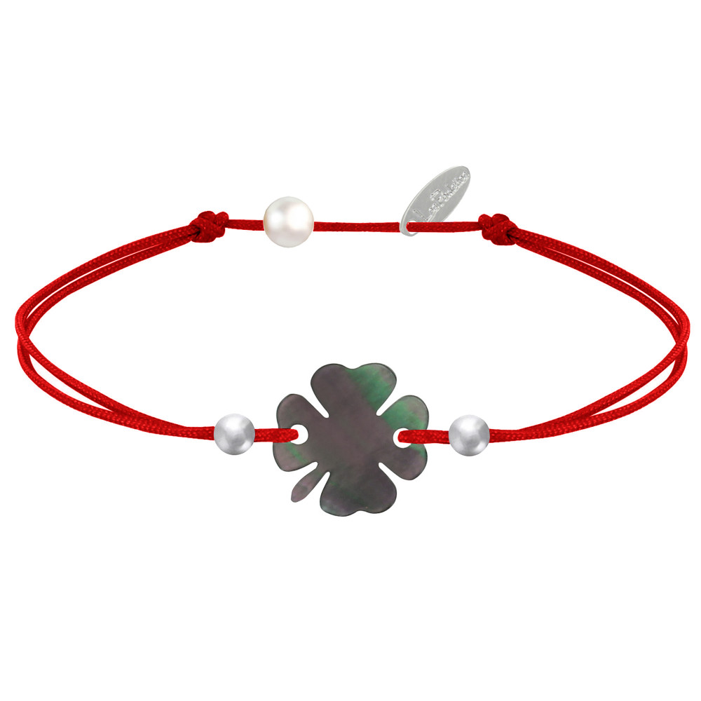 LES POULETTES BIJOUX Bracelet Trèfle Nacre Grise et Perles d'Argent 925 - Classics -