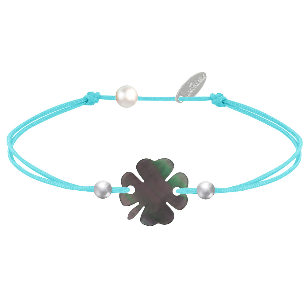 LES POULETTES BIJOUX Bracelet Trèfle Nacre Grise et Perles d'Argent 925 - Classics -