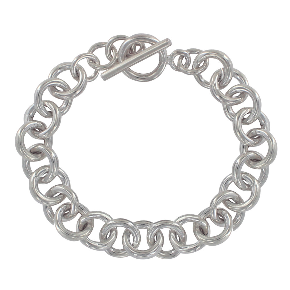 LES POULETTES BIJOUX Bracelet Argent Grosse Gourmette Mailles Rondes Fermoir T