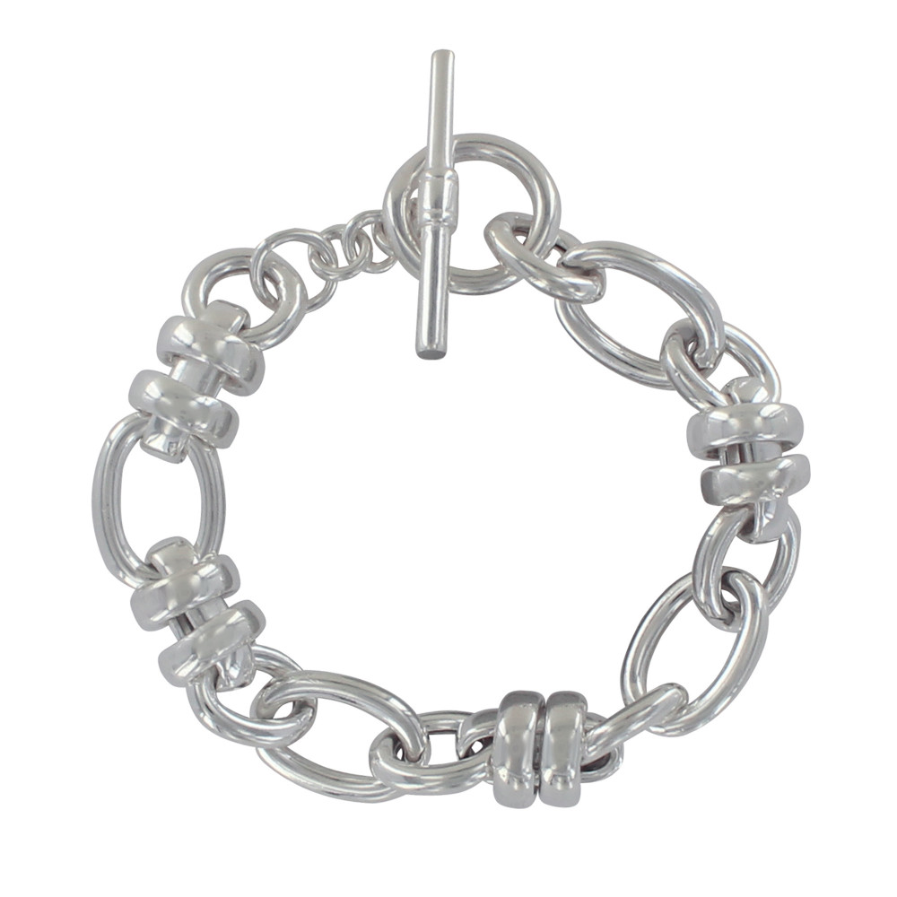 LES POULETTES BIJOUX Bracelet Argent Grosse Gourmette Tourbillons Fermoir T