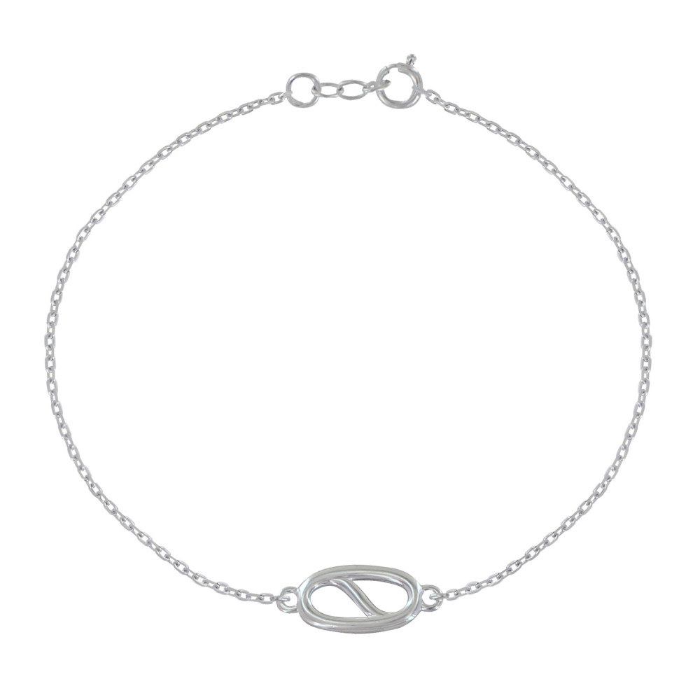 LES POULETTES BIJOUX Bracelet Argent 925 Anneau Marin Ovale