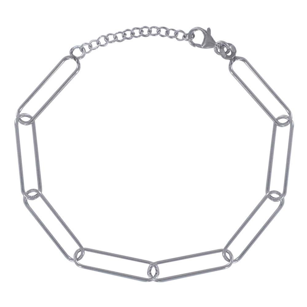 LES POULETTES BIJOUX Bracelet Argent 925 Rhodié Mailles Cheval