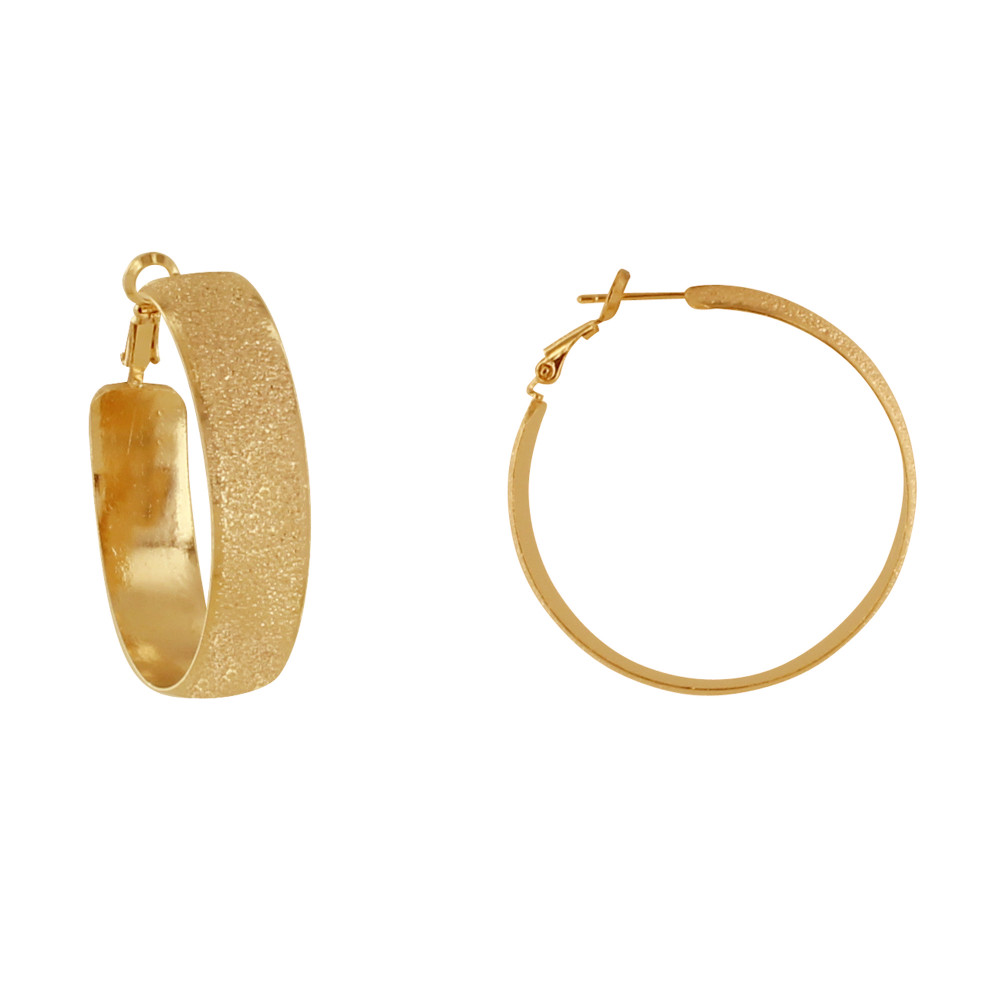 LES POULETTES BIJOUX - Boucles d'Oreilles Plaqué Or Créoles Larges Brossées
