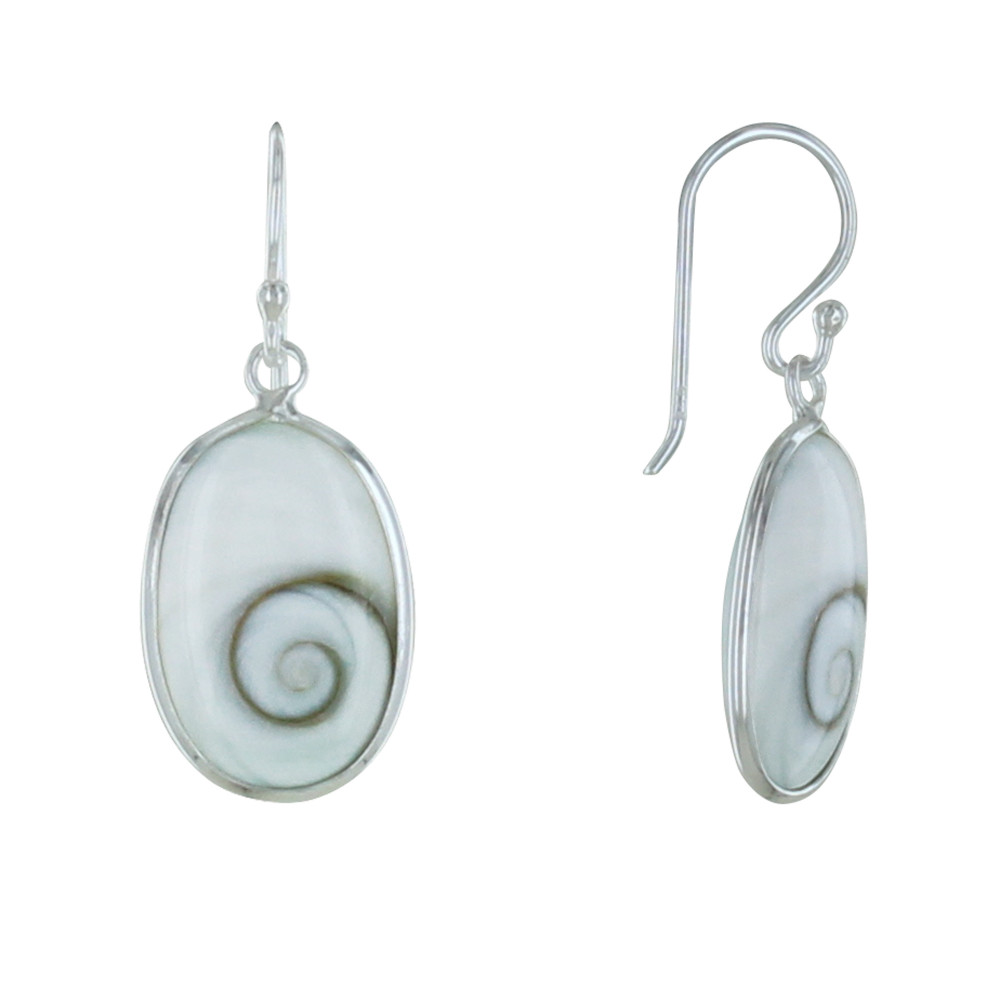 LES POULETTES BIJOUX Boucles d'Oreilles Argent Oeil de Ste Lucie Médaillon Ovale