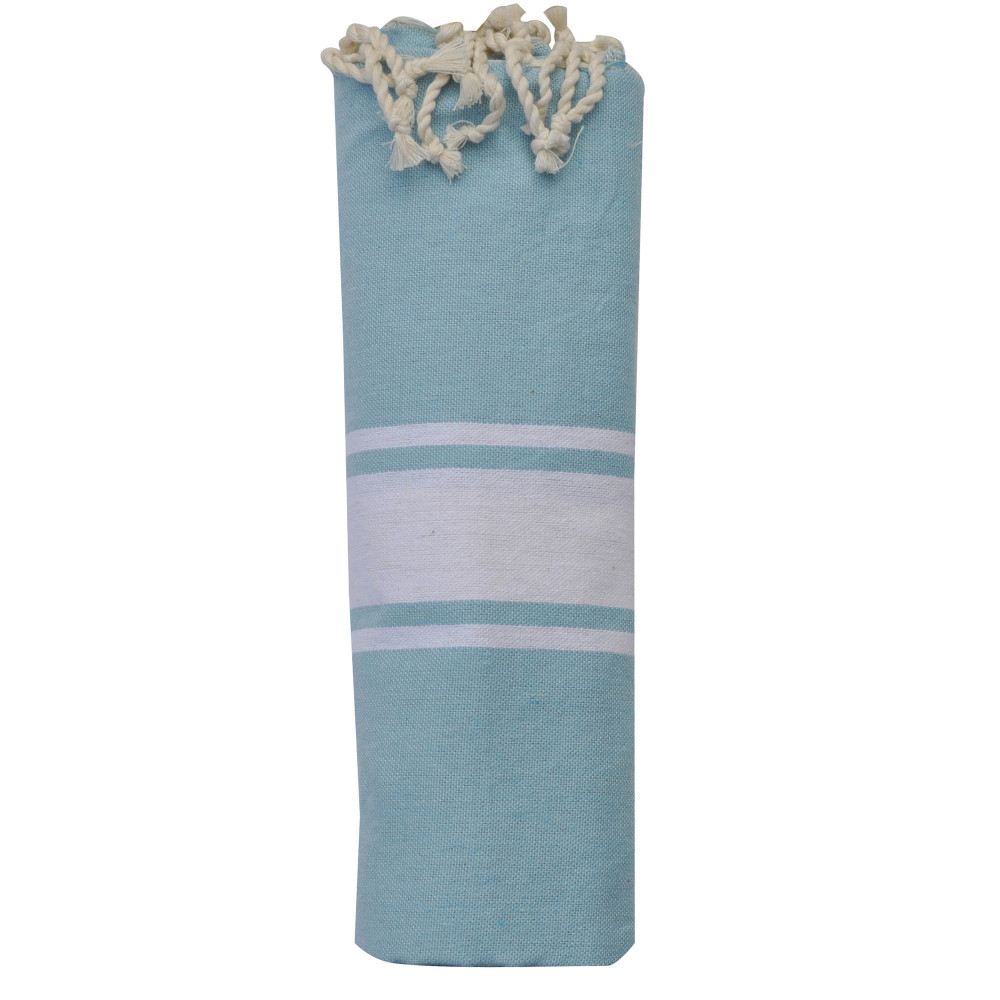 LES POULETTES BIJOUX Fouta Drap Plage et Hammam Coton Couleur Turquoise Clair 100 x